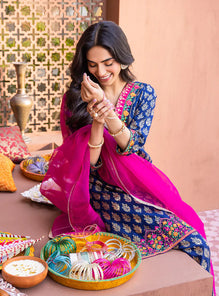 3 Pcs Digital Printed Lawn Shirt Trouser and Dupatta with Embroidered Patches