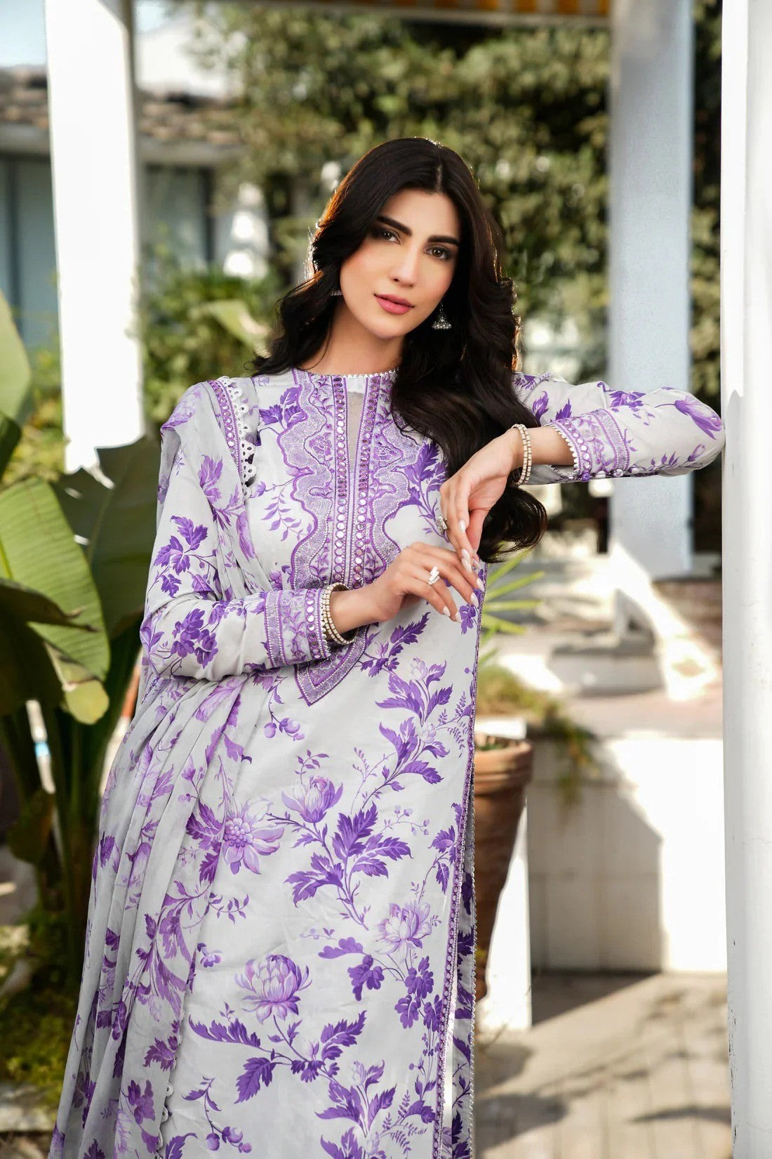 ANEELAS PRINTED LAWN EMBROIDERY UNSTITCH DRESS 3 PIECE V518