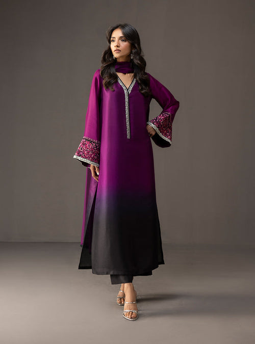 Zainab Chottani - 3 Piece Unstitched Embroidered and Printed SIlk Suit 226