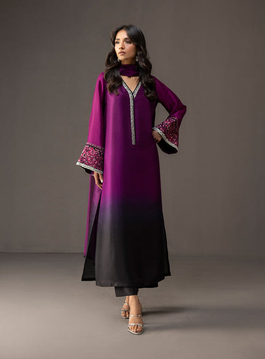 Zainab Chottani - 3 Piece Unstitched Embroidered and Printed SIlk Suit 226