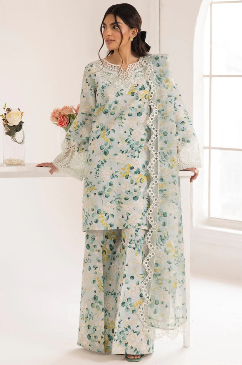 EMBROIDERED PRINTED UNSTITCHED LILEN 207