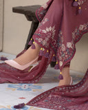 Dhanak-3PC Embroidered Shirt with Chiffon Embroidered Dupatta-1321W