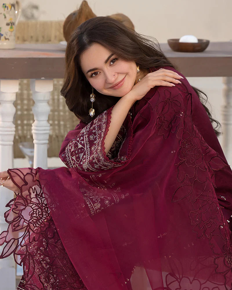 Lawn-3PC Embroidered Shirt with Organza Embroidered Dupatta 1351W