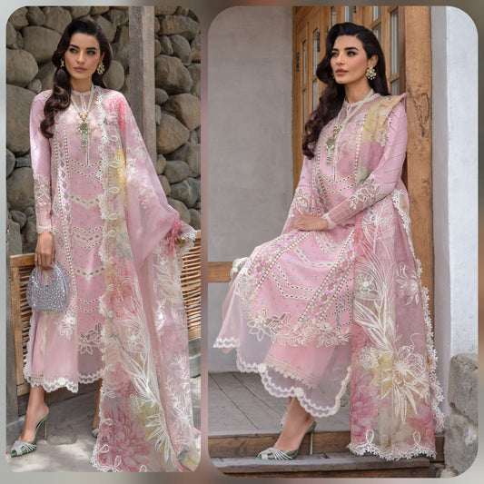 3 Pc Embroidered Lawn Shirt with Embroidered Polly Lawn Dupatta CM 2600