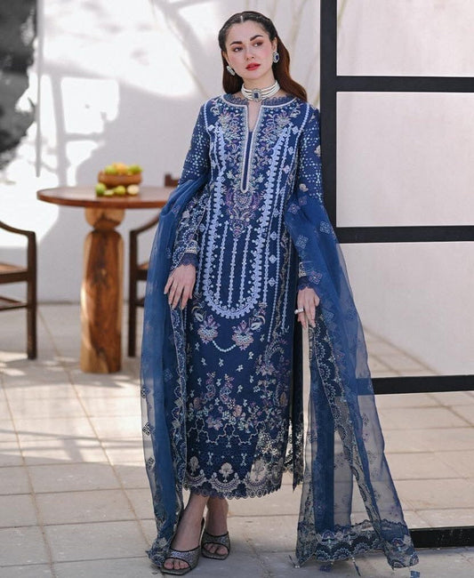 3 Piece Embroidered Lawn Shirt with Embroidered Organza Dupatta SP2545