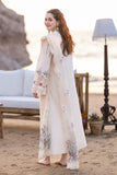 QALAMKAR -WHITE 3PC LAWN EMBROIDERED SHIRT WITH ORGANZA CUTWORK EMBROIDERED DUPATTA AND TROUSER - 455