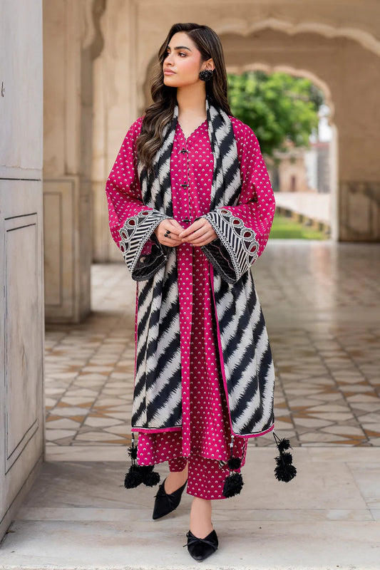 3 Piece Digital Printed Lawn Shirt Trouser with Lawn Dupatta BQ411