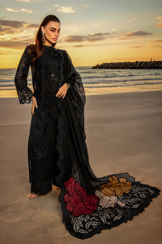 3 Pc Embroidered Lawn Shirt with Embroidered Organza Dupatta With Patches KH2640