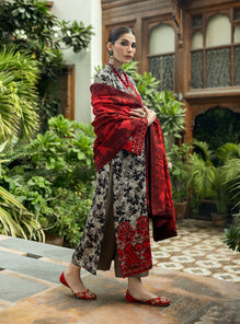 3 Pcs Digital Printed Lawn Shirt Trouser and Dupatta with Embroidered Patches MB 437
