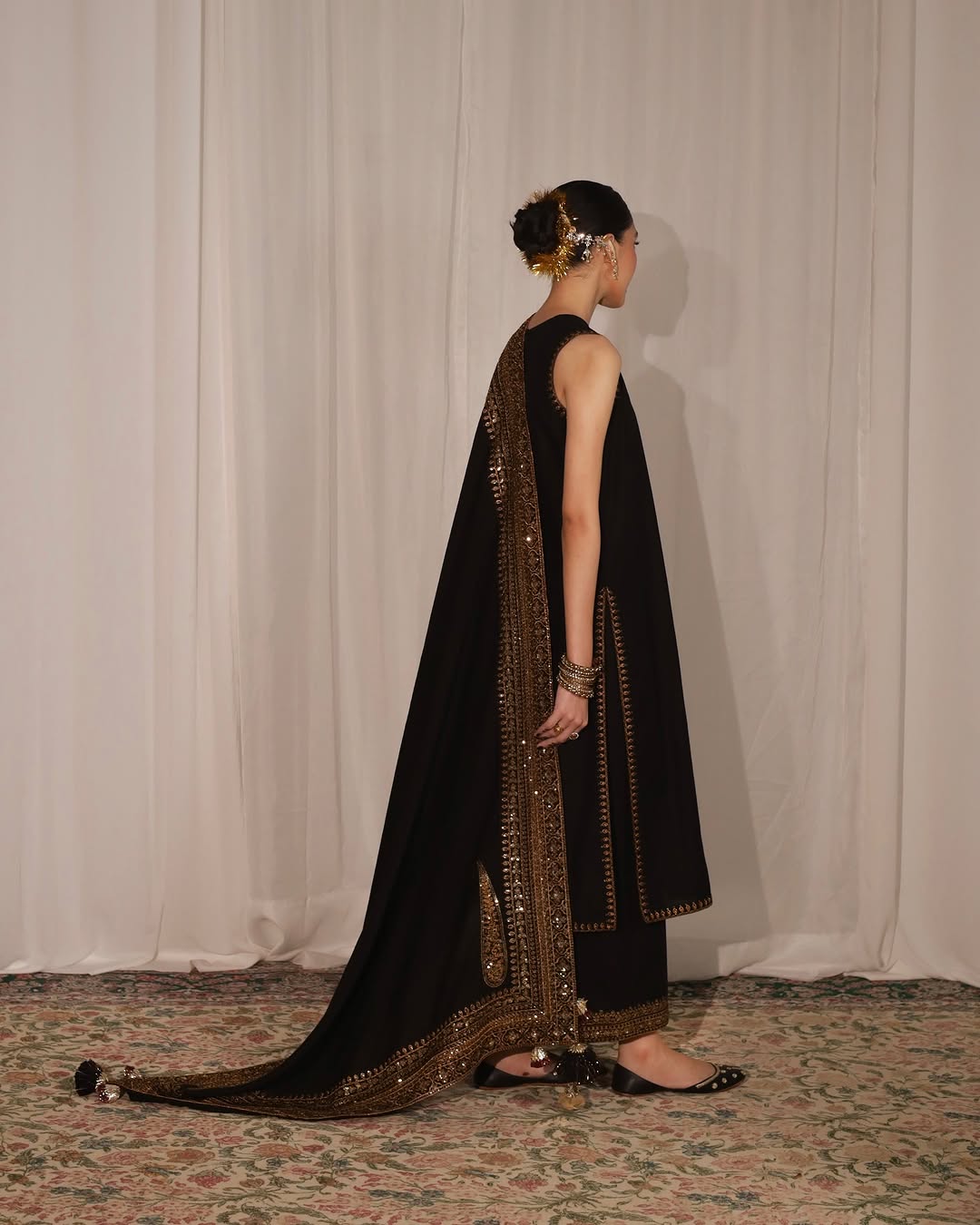 Black Mystique Dhanak  Unstitched  | 3-Piece Stitched Suit- 239