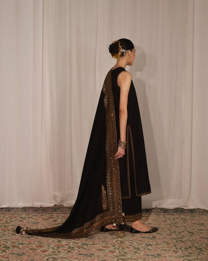 Black Mystique Dhanak  Unstitched  | 3-Piece Stitched Suit- 239