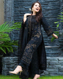 Black Linen 3PC Embroidered-1020W