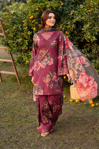 EMBROIDERED PRINTED UNSTITCHED LILEN  206