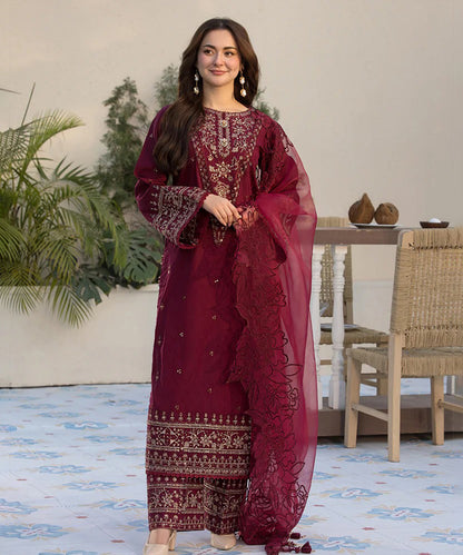 Lawn-3PC Embroidered Shirt with Organza Embroidered Dupatta 1351W