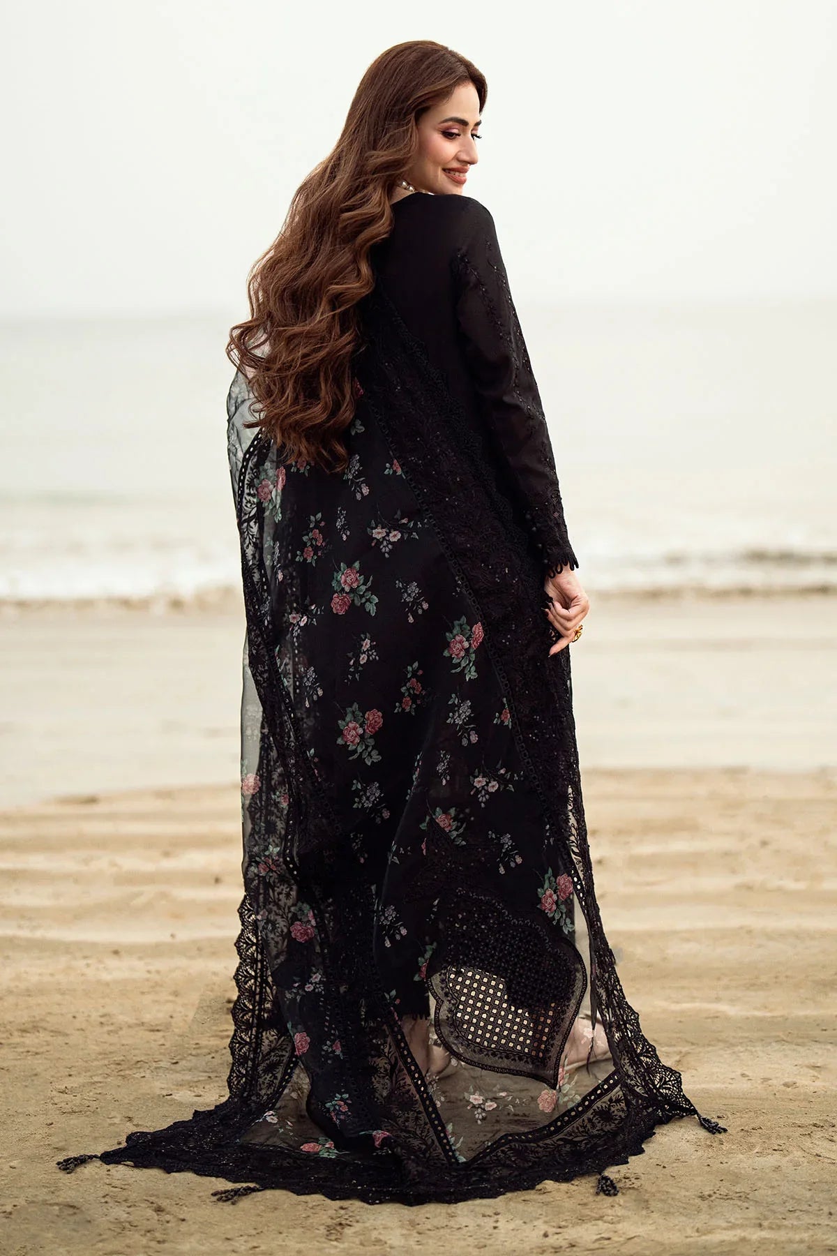 NUREH - 3PC LAWN EMBROIDERED SHIRT WITH COTTON NET PRINTED EMBROIDERED DUPATTA AND TROUSER - C 520