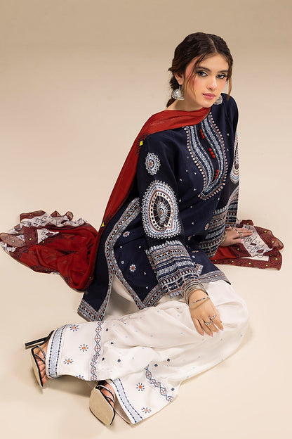 JAZMIN - UNSTITCHED 3PC DHANAK EMBROIDERED SUIT 241