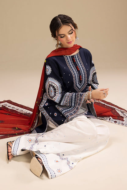 JAZMIN - UNSTITCHED 3PC DHANAK EMBROIDERED SUIT 241