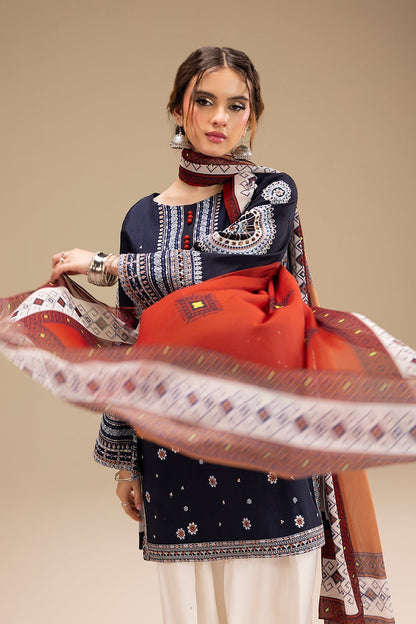 JAZMIN - UNSTITCHED 3PC DHANAK EMBROIDERED SUIT 241