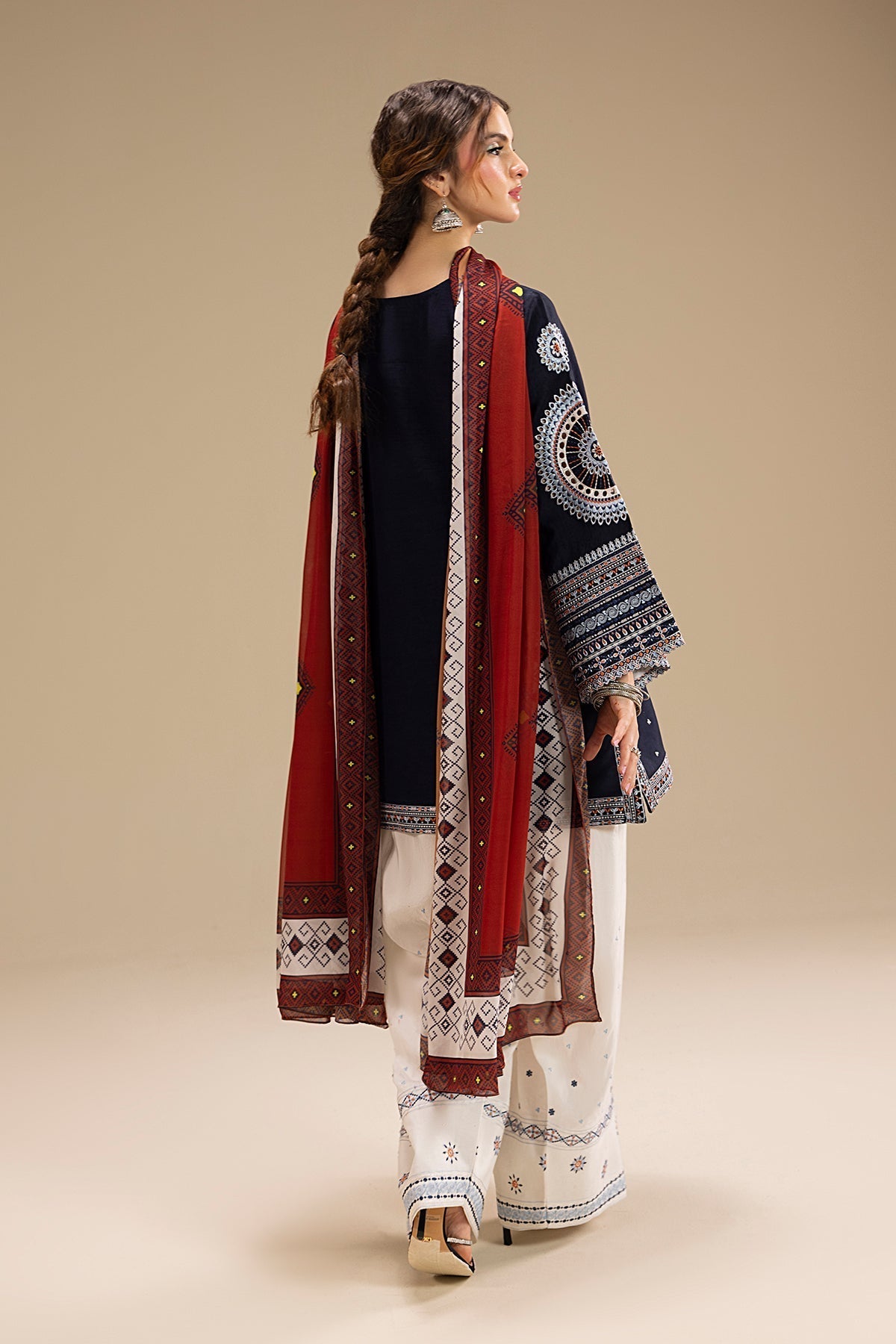 JAZMIN - UNSTITCHED 3PC DHANAK EMBROIDERED SUIT 241