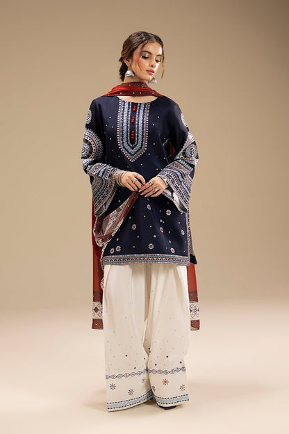 JAZMIN - UNSTITCHED 3PC DHANAK EMBROIDERED SUIT 241
