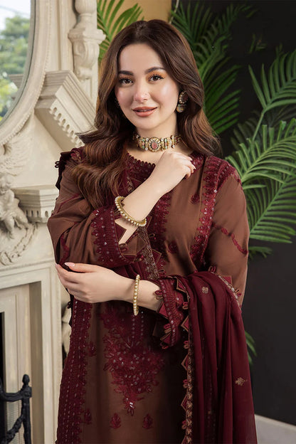 ASIM JOFA - 3PC LAWN EMBROIDERED SHIRT WITH CHIFFON EMBROIDERED DUPATTA AND TROUSER - AJ2556
