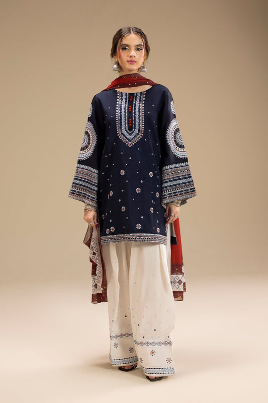 JAZMIN - UNSTITCHED 3PC DHANAK EMBROIDERED SUIT 241