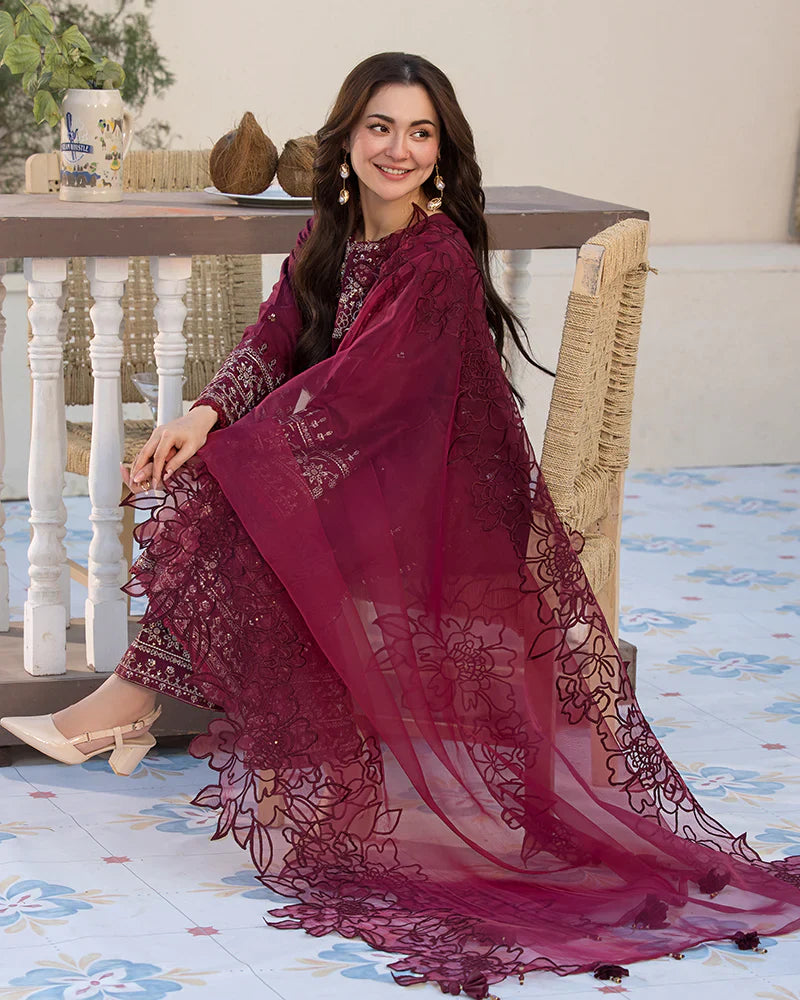 Lawn-3PC Embroidered Shirt with Organza Embroidered Dupatta 1351W