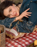 Dhanak-3PC Embroidered Shirt with Organza Embroidered Dupatta- 110