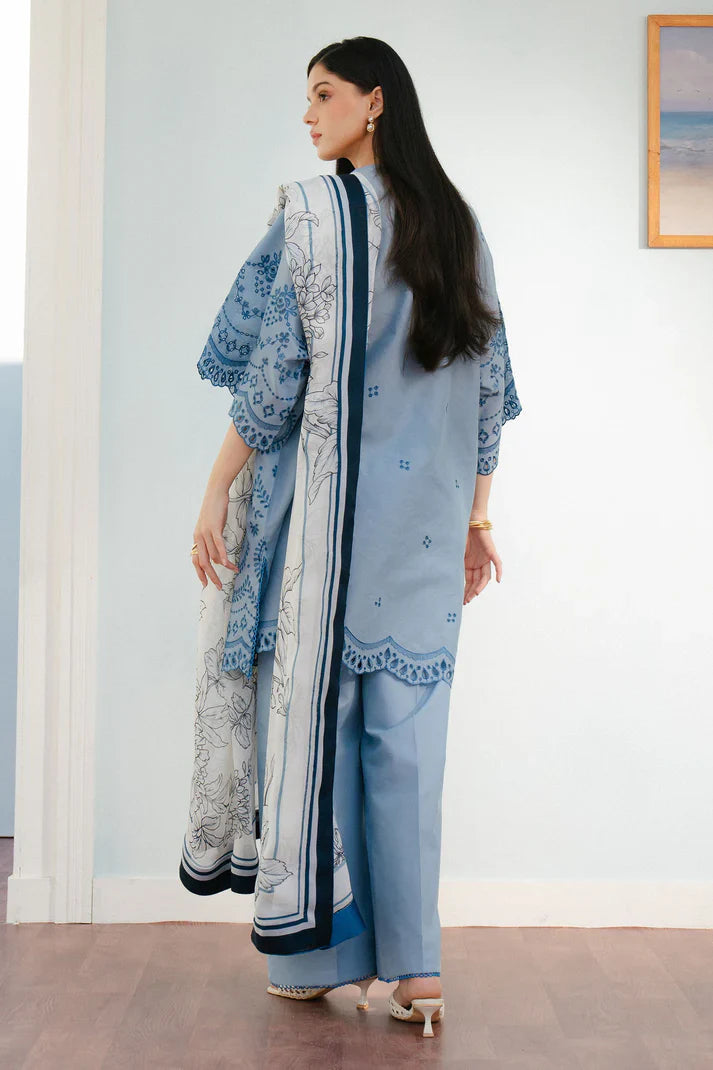 3 Pc Embroidered Lawn Shirt with Printed Polly Lawn Dupatta CO 2610