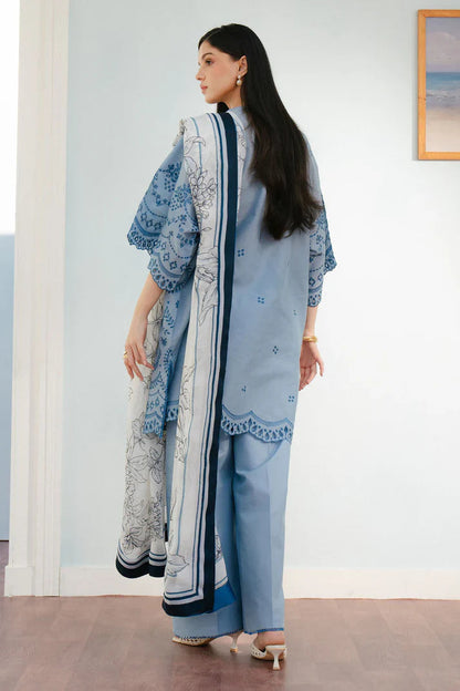 3 Pc Embroidered Lawn Shirt with Printed Polly Lawn Dupatta CO 2610