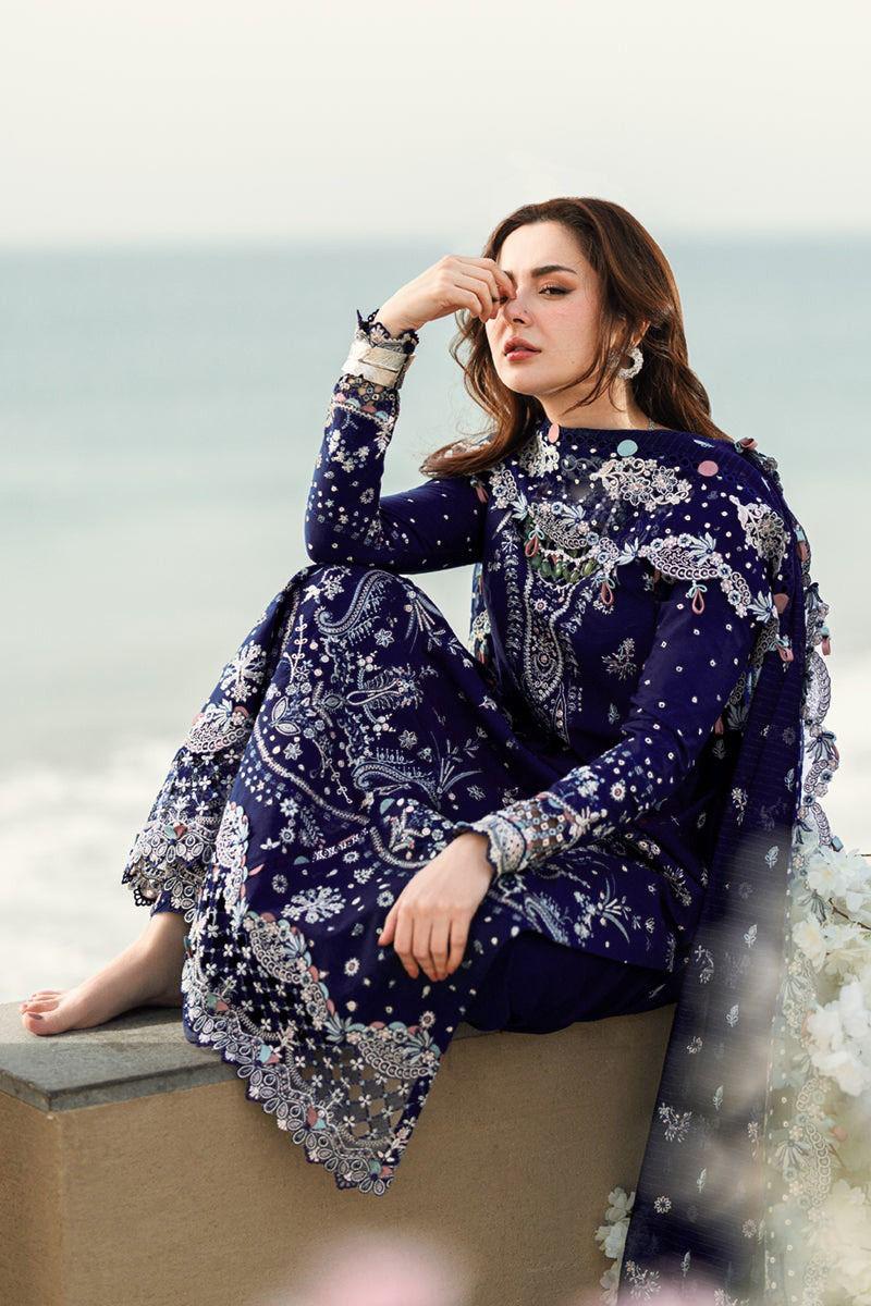 Qalamkar Sahil Kinare Luxury Lawn Embroidered Unstitched 3 Piece 10018